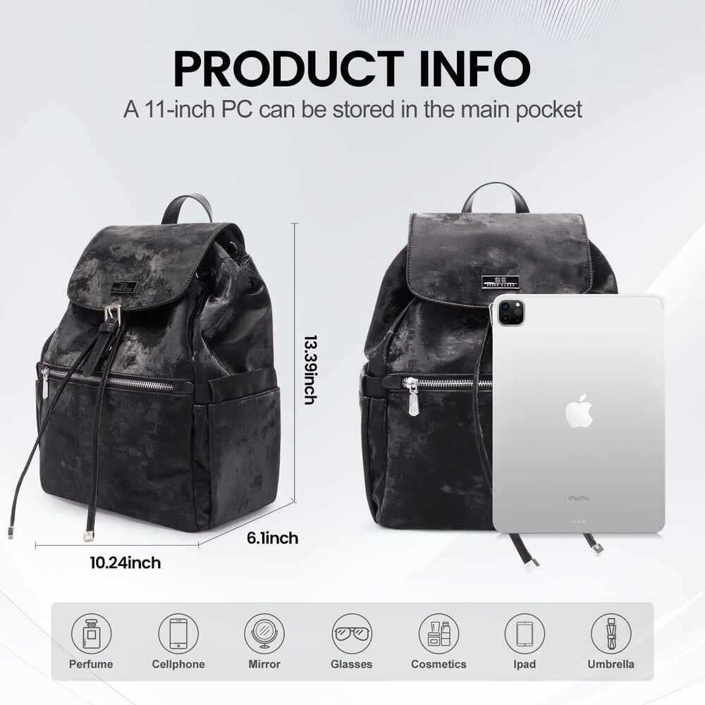 4835 Medium Backpack ,Waterproof Backpack Purses Daily Backpack 1217-Black - Picture 2 of 7